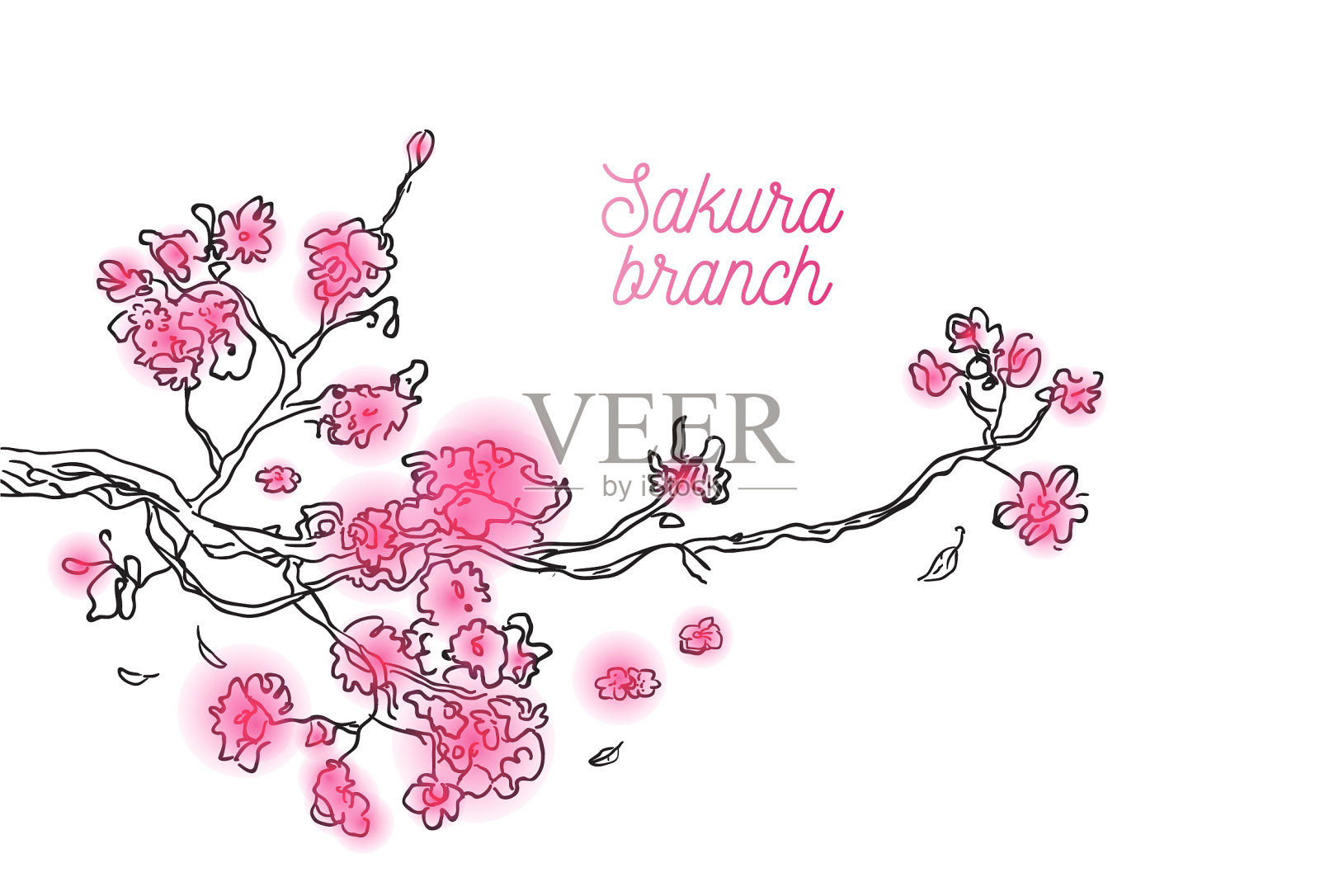 彩色的粉红色树枝设计元素图片