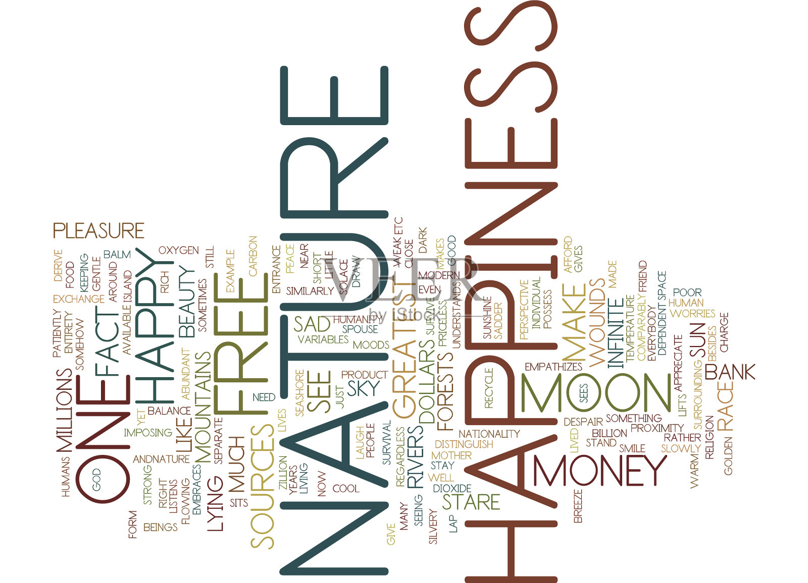 开心何必愁文字背景字云插画图片素材