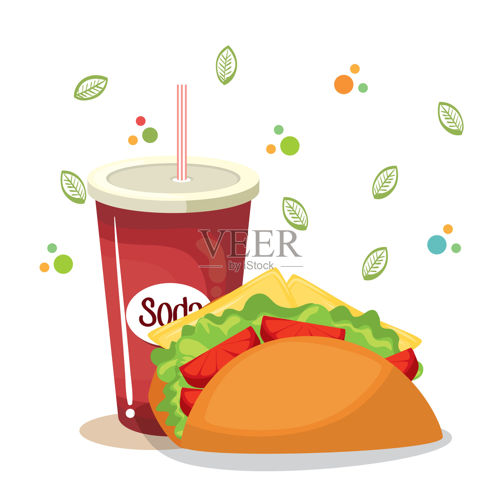 墨西哥玉米卷和苏打快餐设计元素图片