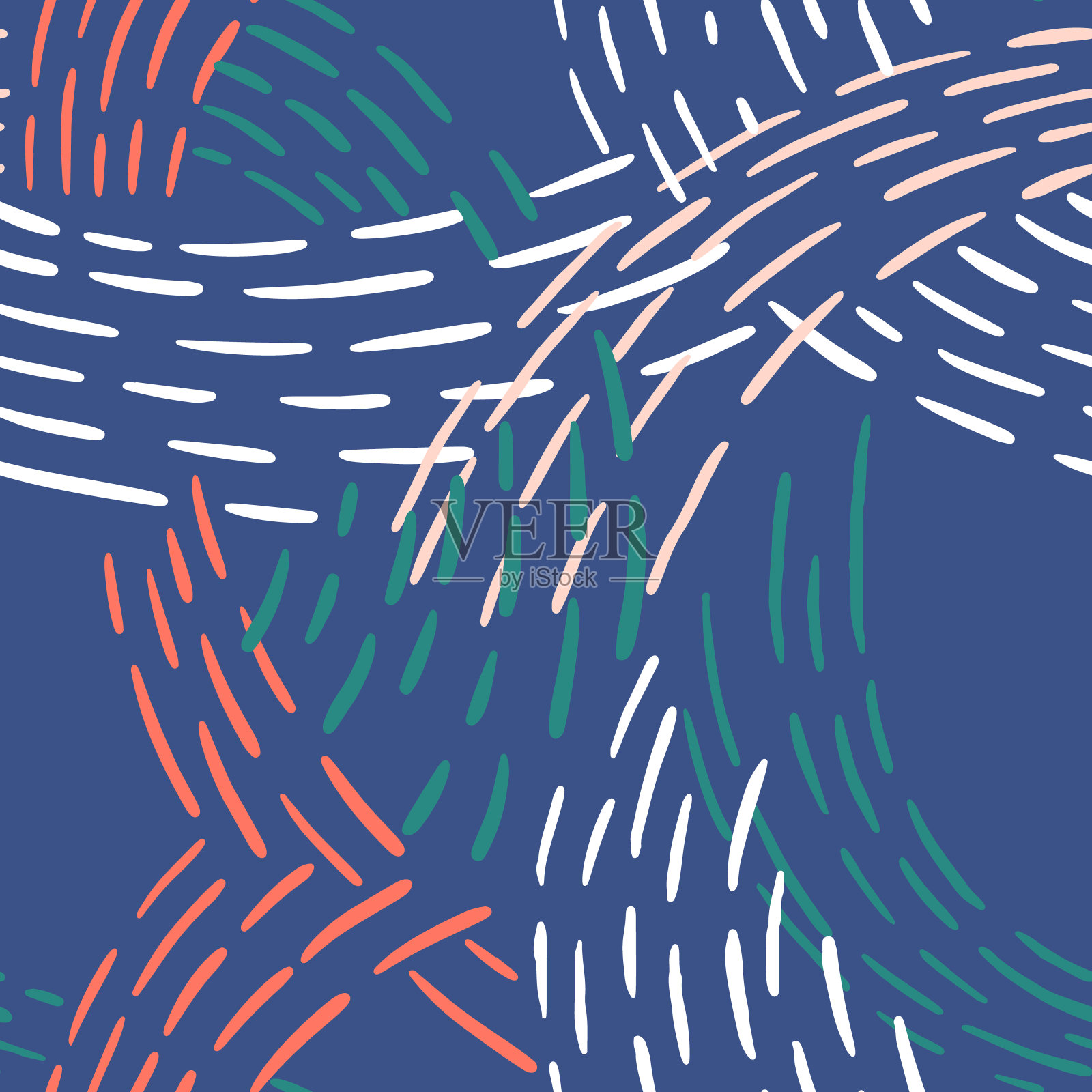 简单的几何装饰。无缝抽象图案,丰富多彩的线条。抽象的艺术线条。虚线的背景插画图片素材