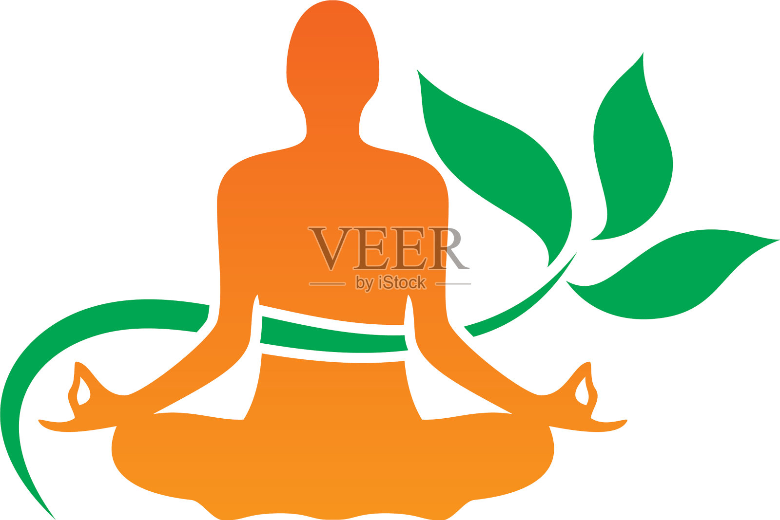 瑜伽冥想的叶子标志设计元素图片