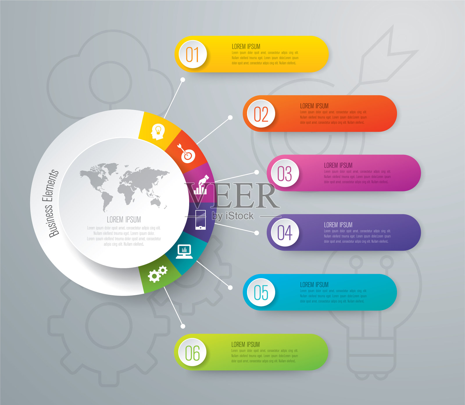 信息图形设计与6个选项设计模板素材