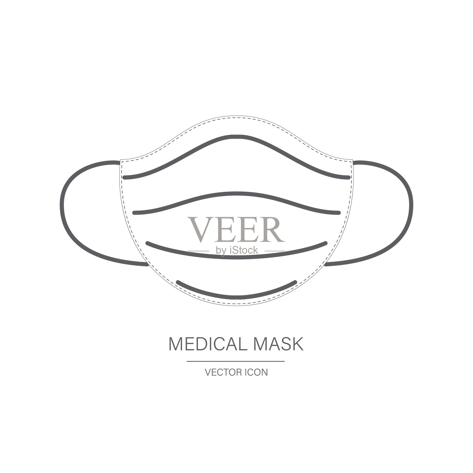 矢量医疗面具在平面风格孤立的蓝色背景阴影-3插画图片素材