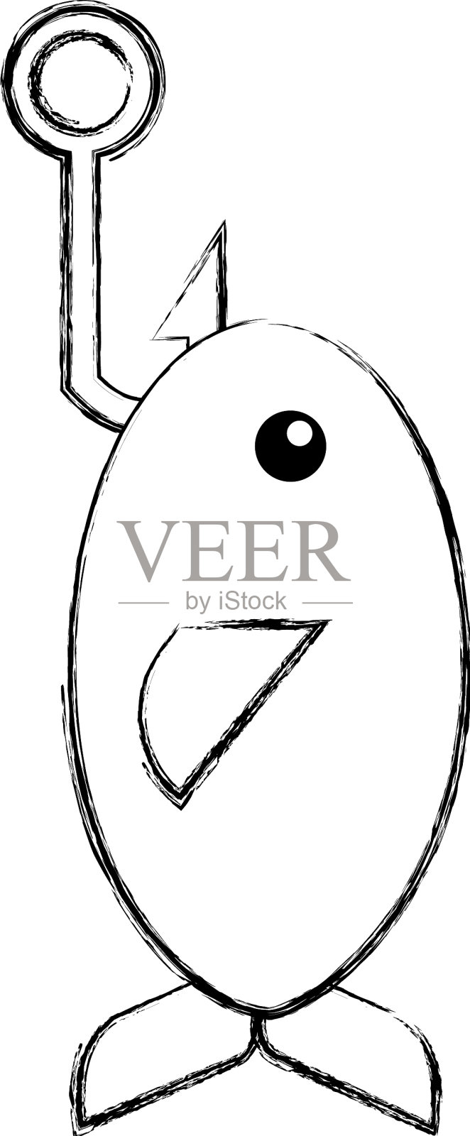 鱼钩与鱼的图标设计元素图片