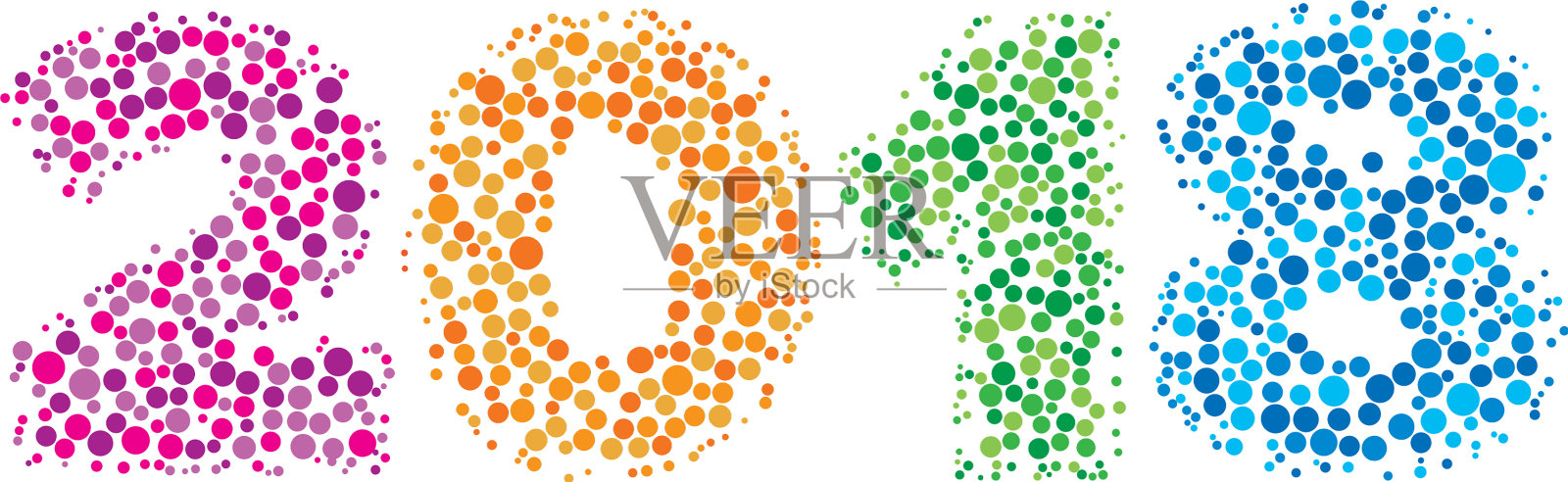 2018年新年快乐概念-数字从点设计元素图片