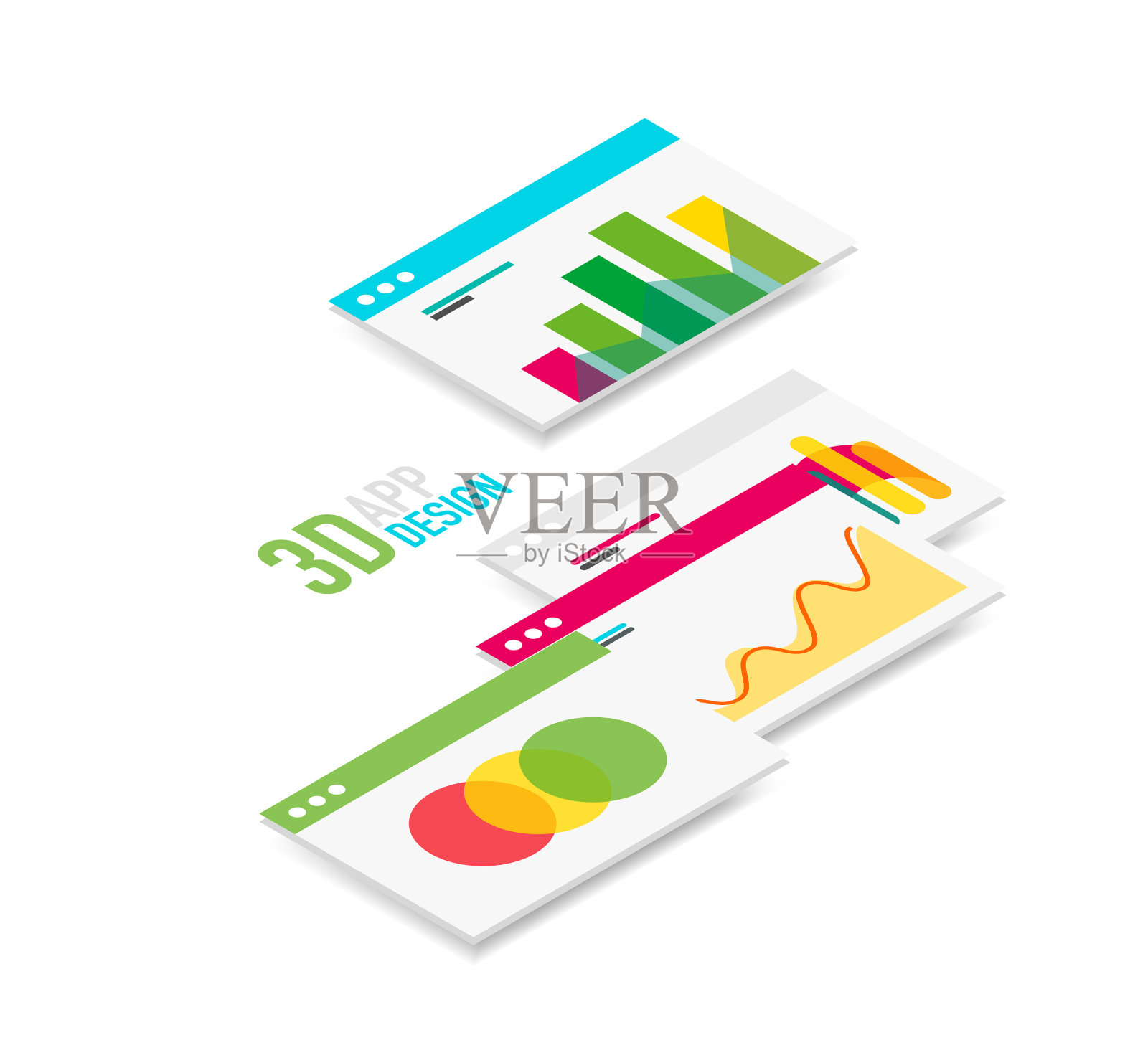等距3d用户界面设计设计元素图片