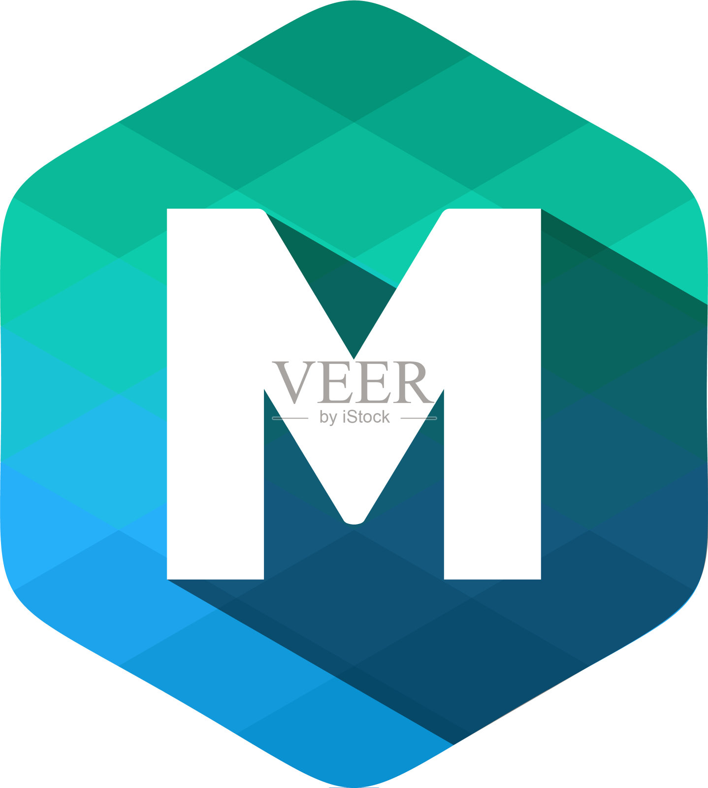 M像素六边形字母阴影标志图标设计设计元素图片