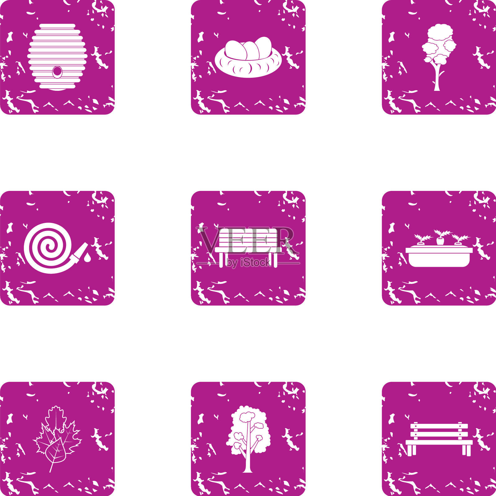 私人公园图标设置垃圾摇滚风格图标素材