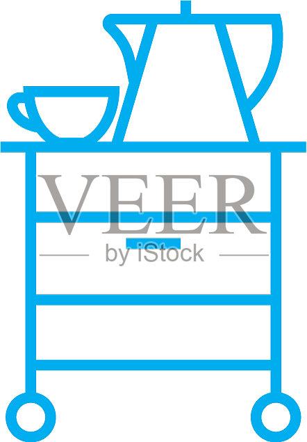 咖啡桌线性图标概念咖啡桌设计元素图片