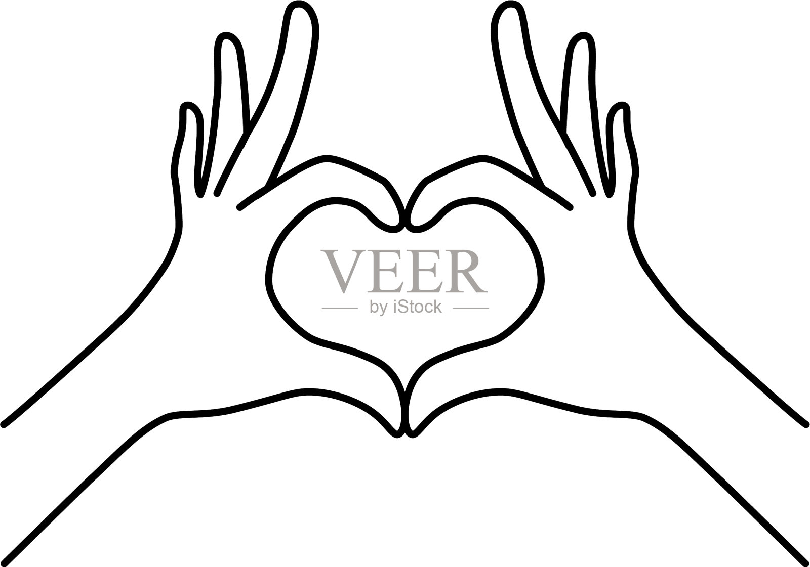 细线心手势黑色图标设计元素图片