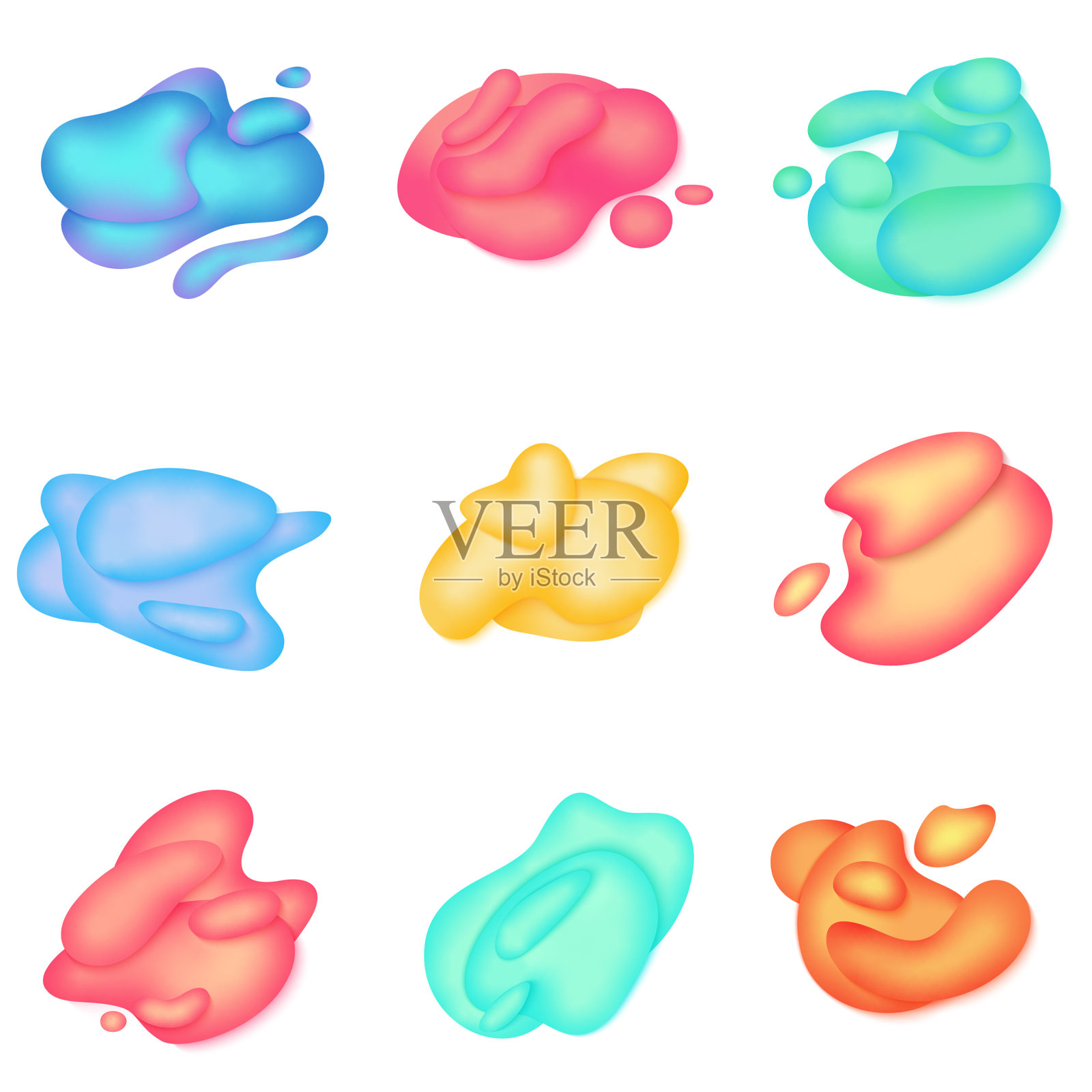 梯度液体三维形状集设计模板素材