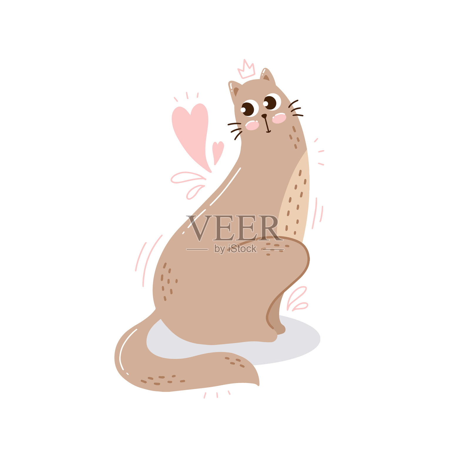 明信片上有一只可爱的手绘猫设计元素图片