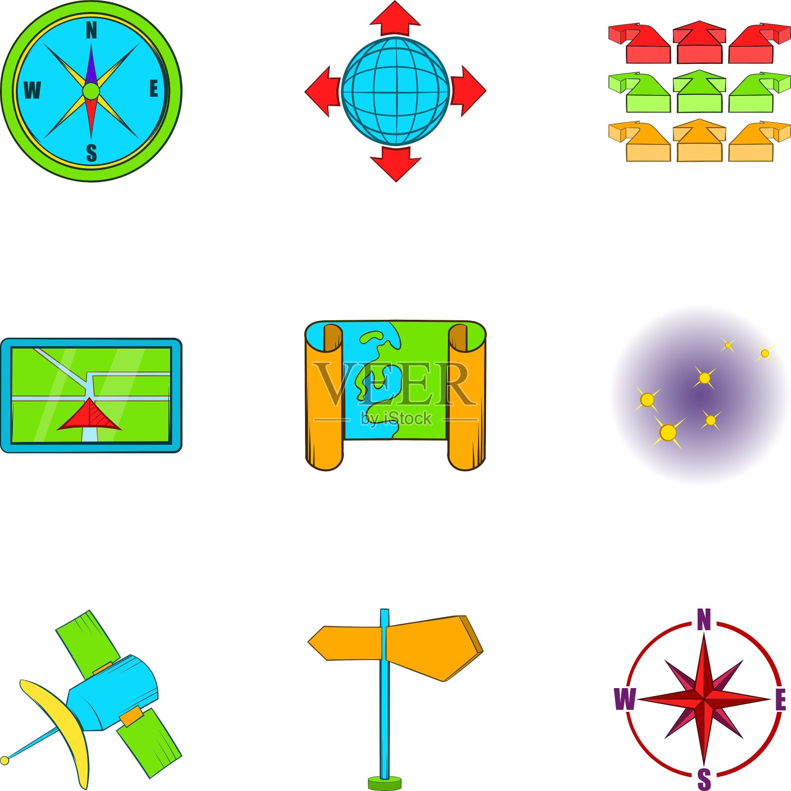 搜索方式图标设置卡通风格图标素材