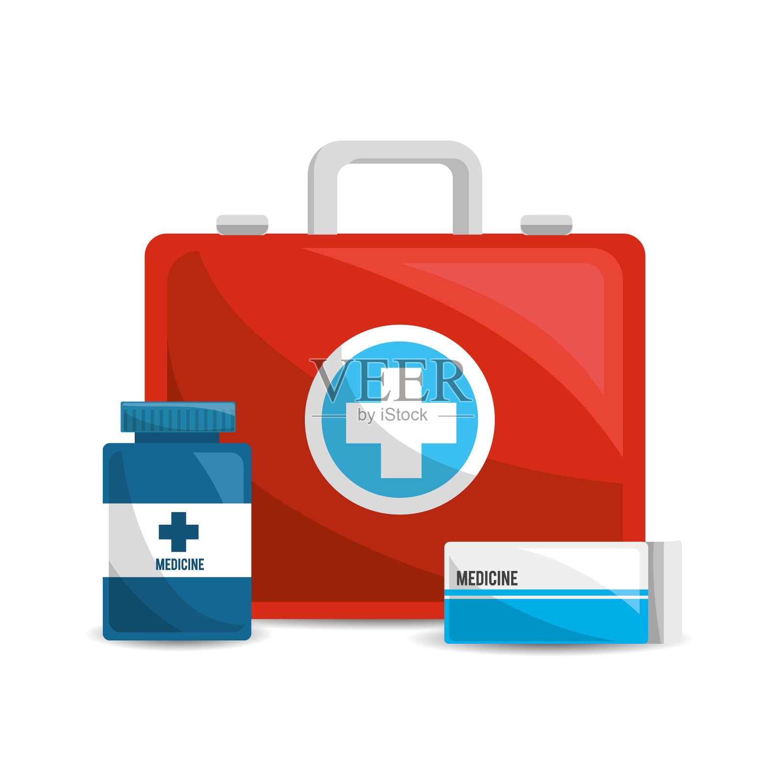 彩色医疗保健药品和插画图片素材