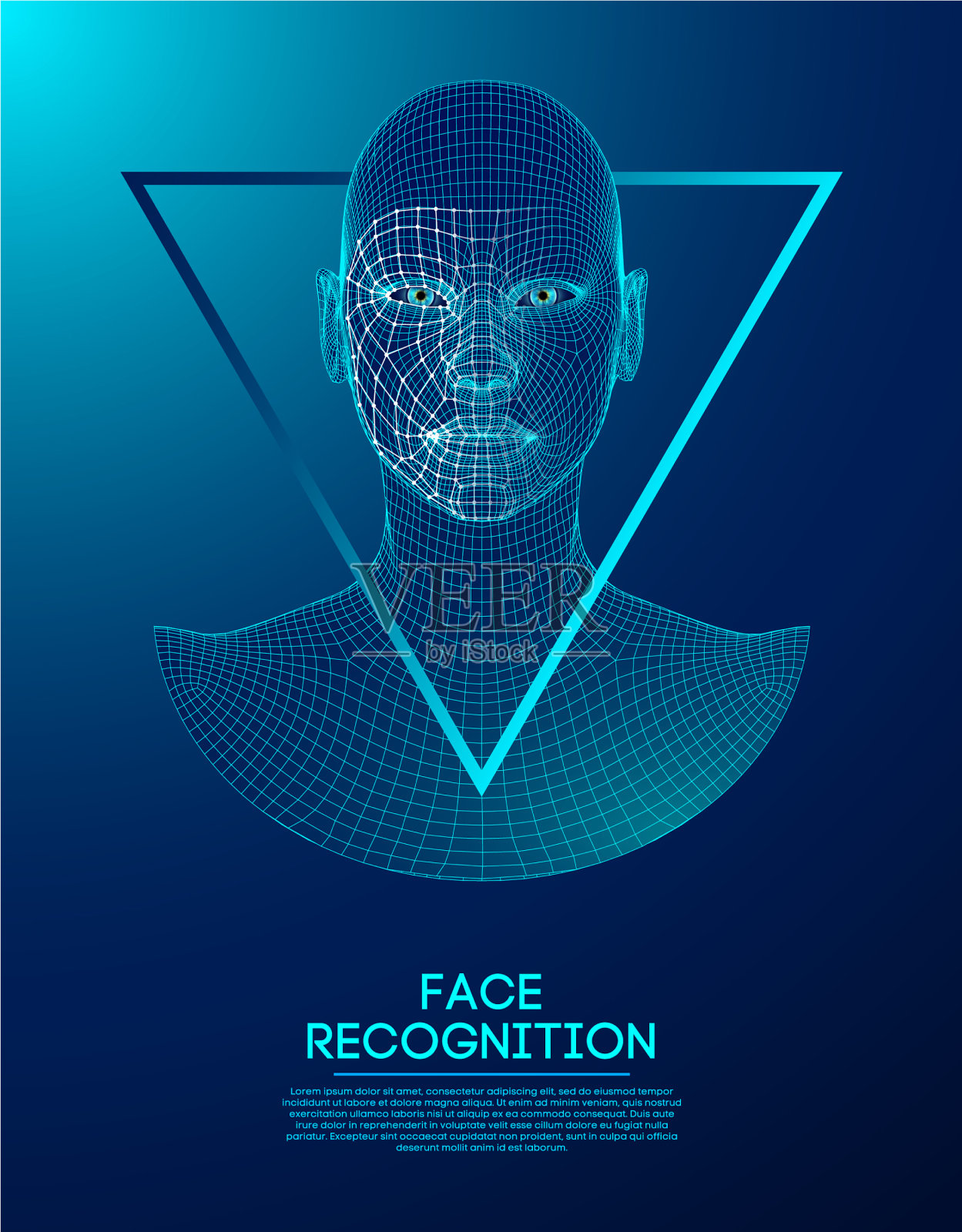 蓝眼睛机器人,有精细的虹膜插画图片素材