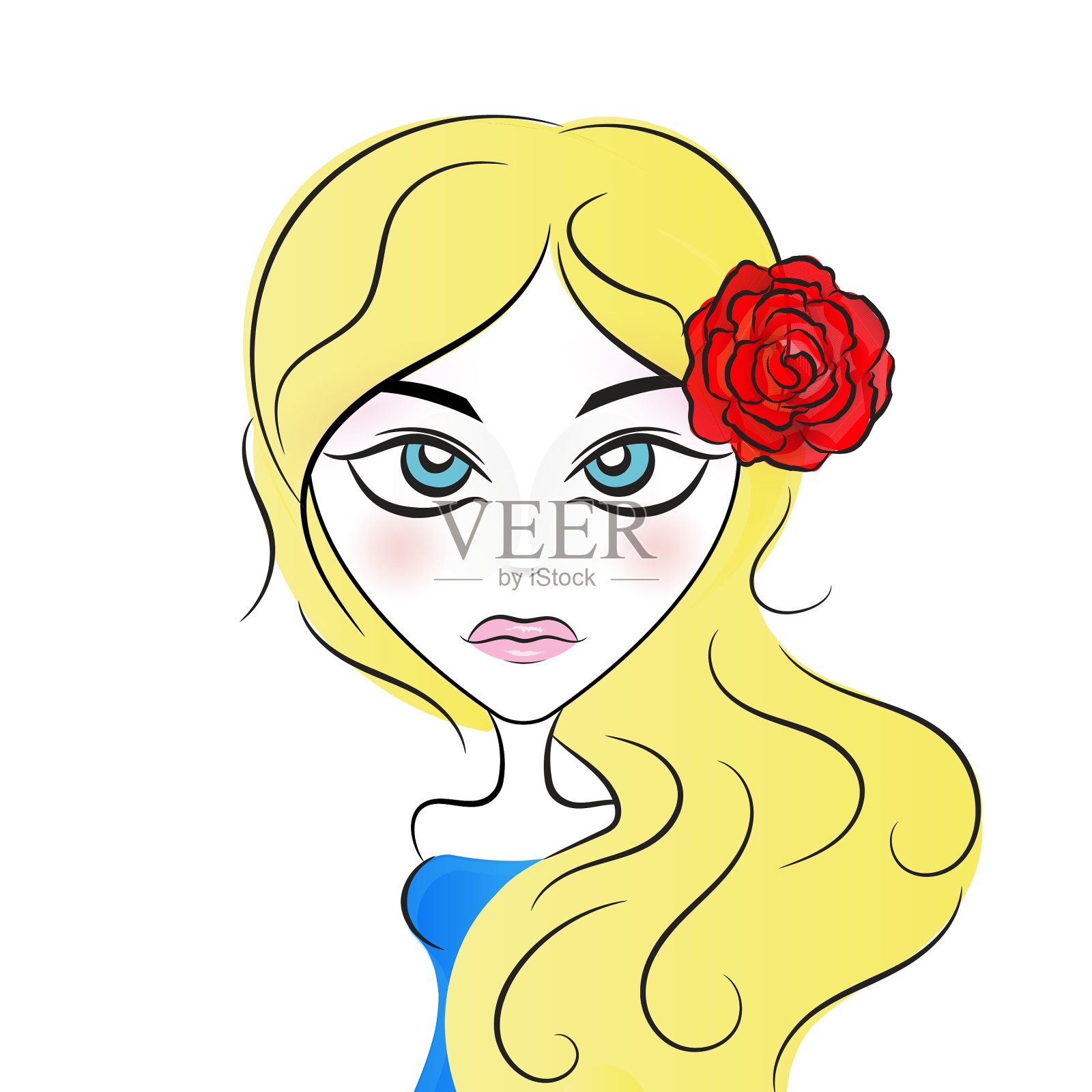 用铅笔画一个美丽的女人插画图片素材