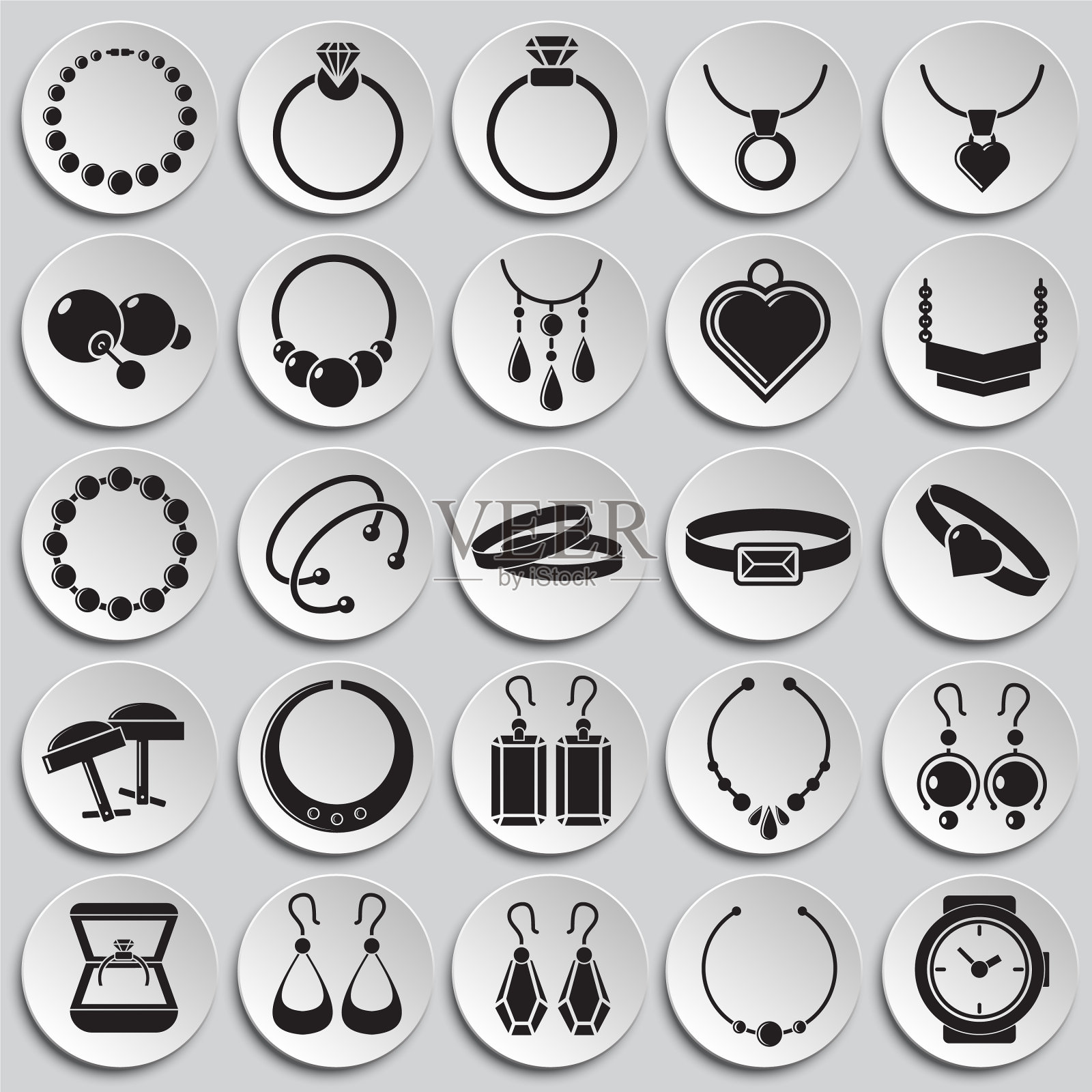 珠宝图标设置在图形的盘子背景图标素材