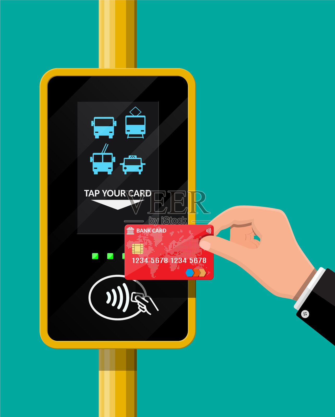 手持终端和银行卡插画图片素材