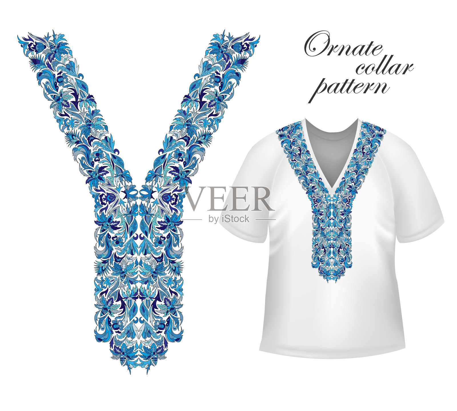 衬衫夹克和t恤领图案设计元素图片