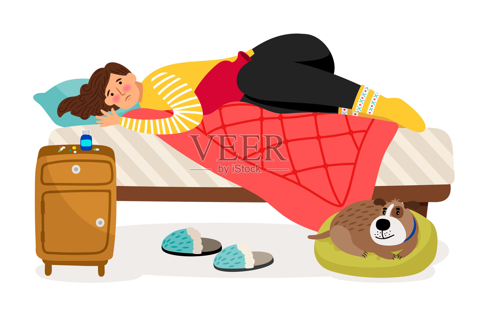 病妇卧床,月经痛妇健康设计元素图片