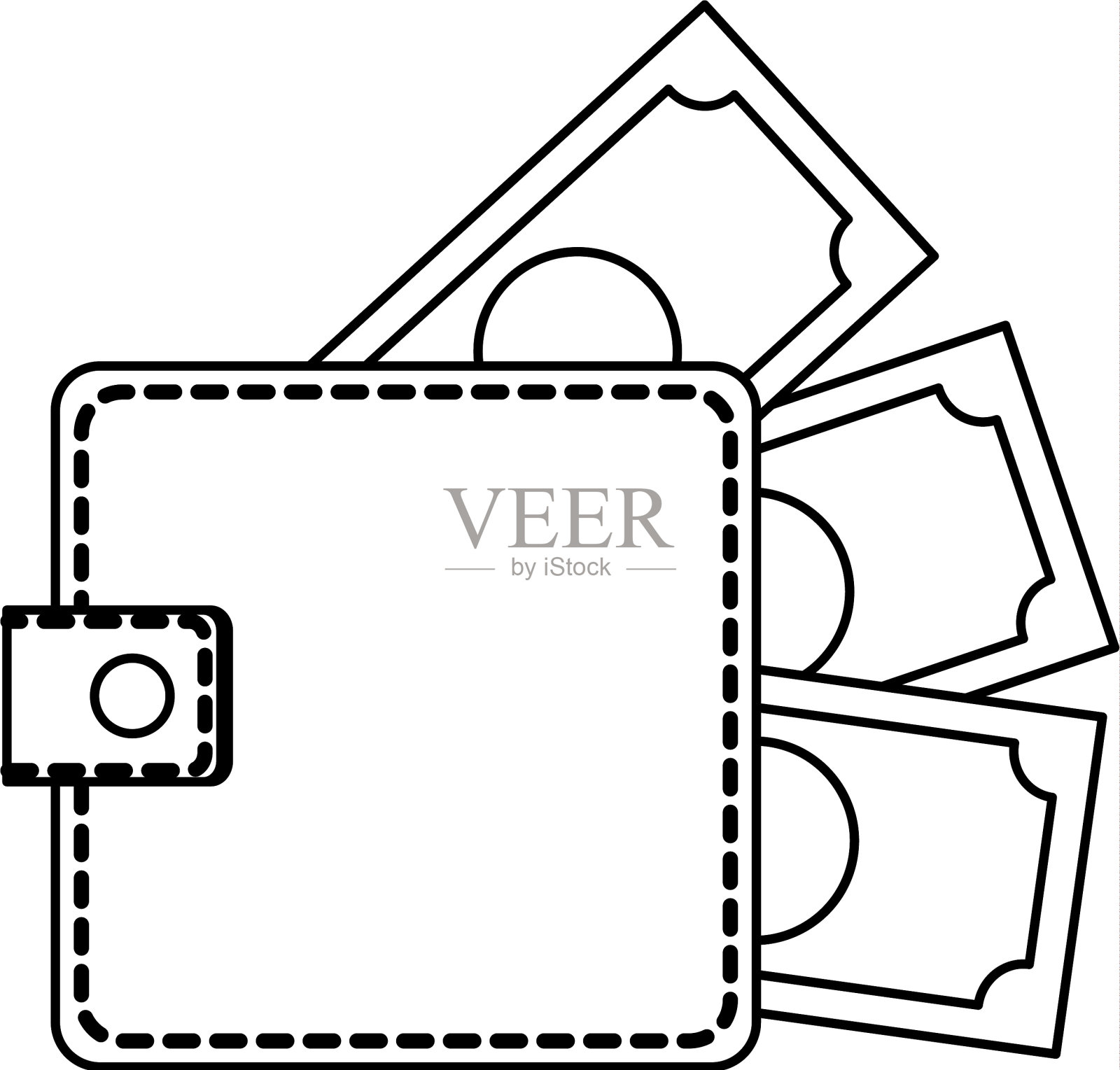 带有金钱图标的钱包插画图片素材