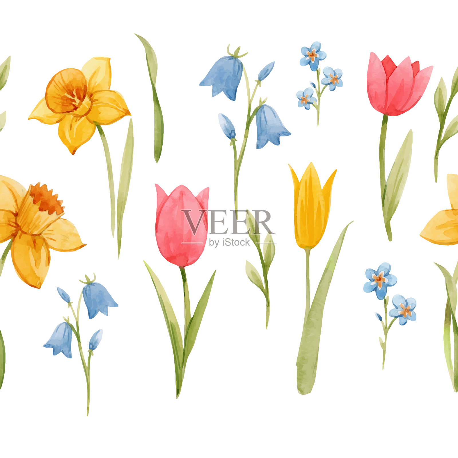 水彩春花图案插画图片素材