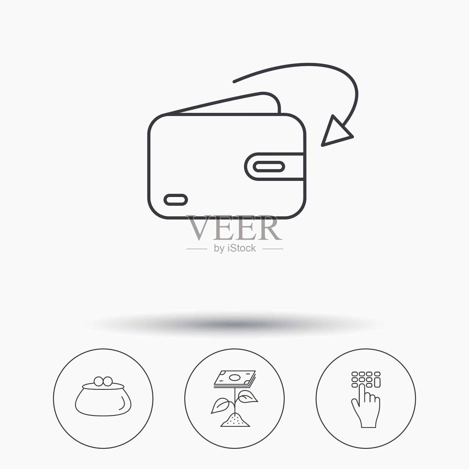 现金金钱利润和钱包图标插画图片素材