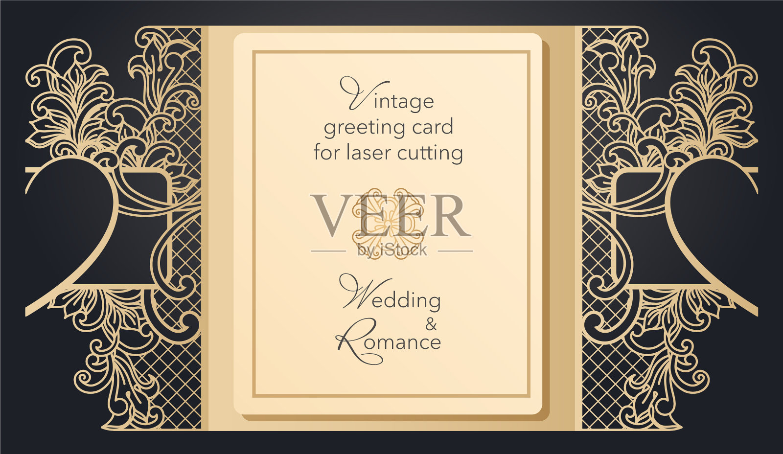 可折叠的贺卡门激光切割插画图片素材