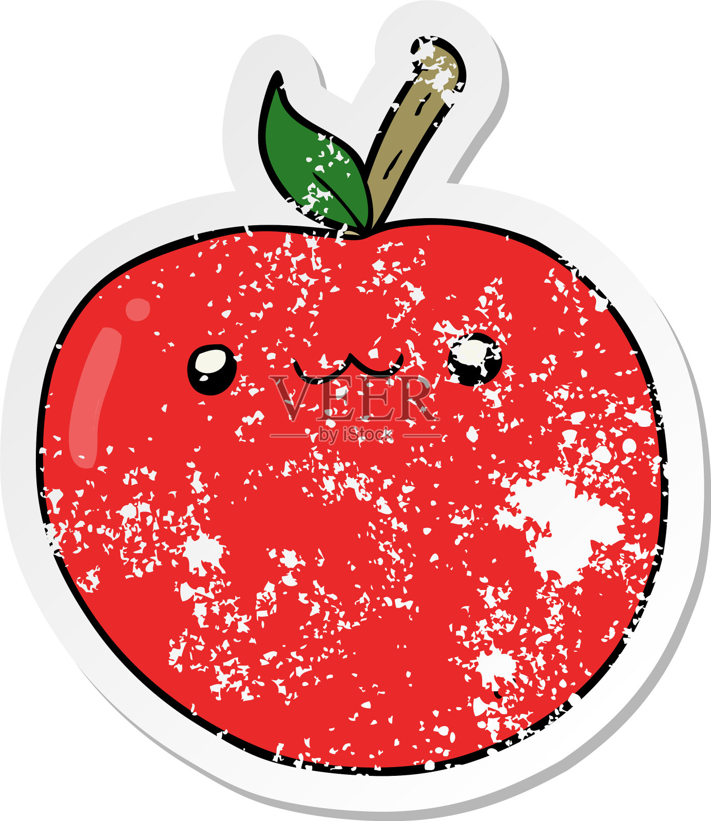 心疼的卡通可爱苹果贴纸设计元素图片