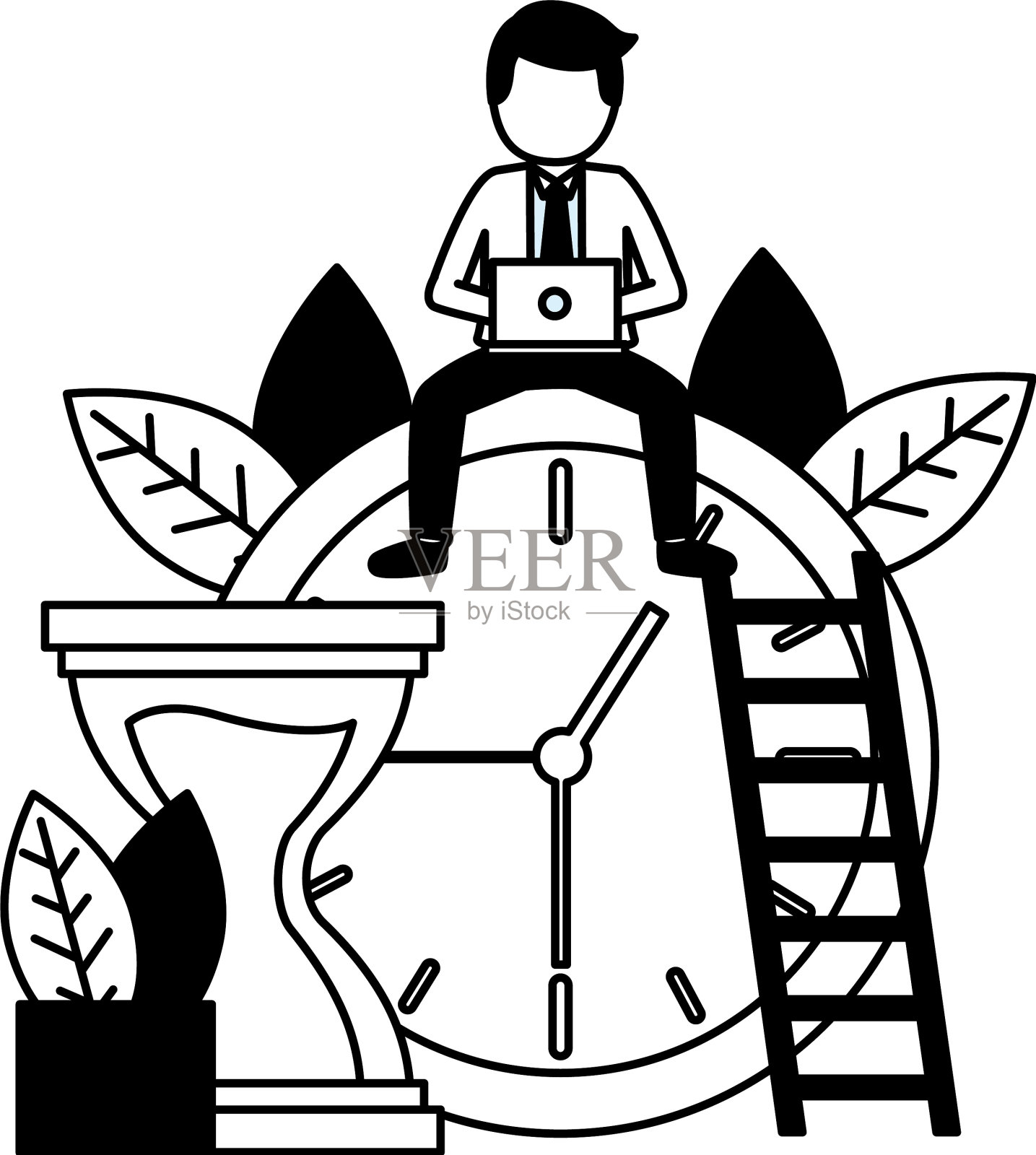 商人时钟时间工作设计元素图片