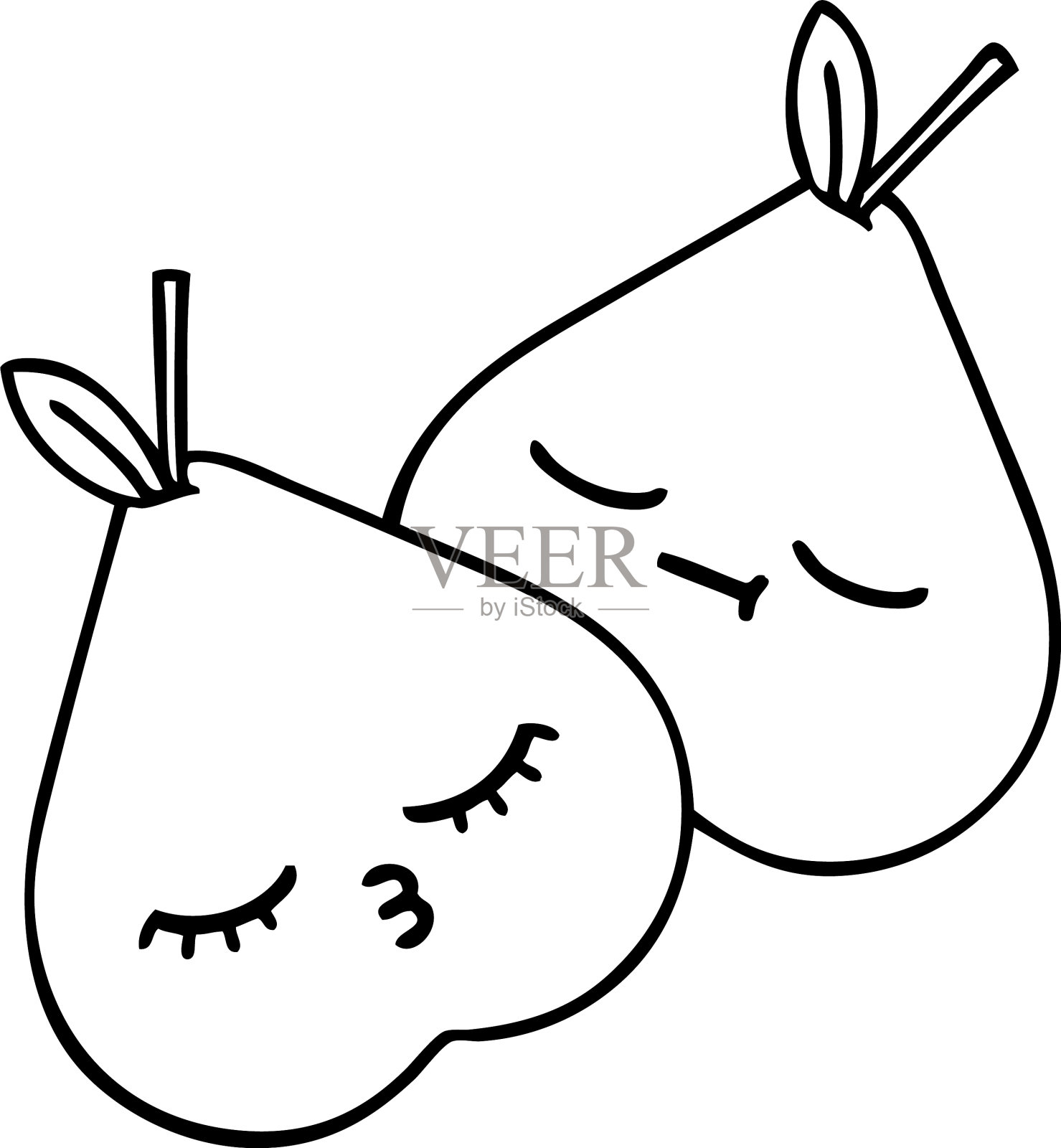 线画卡通绿梨设计元素图片