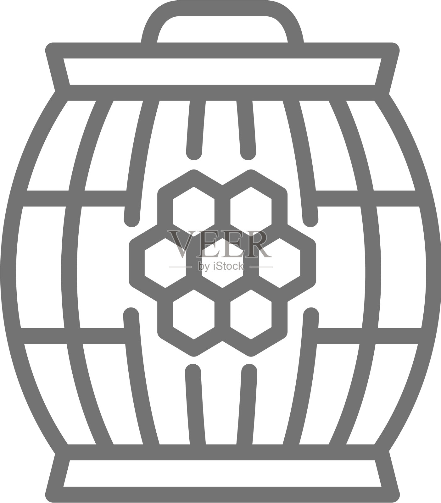 木桶与蜂蜜线图标图标素材