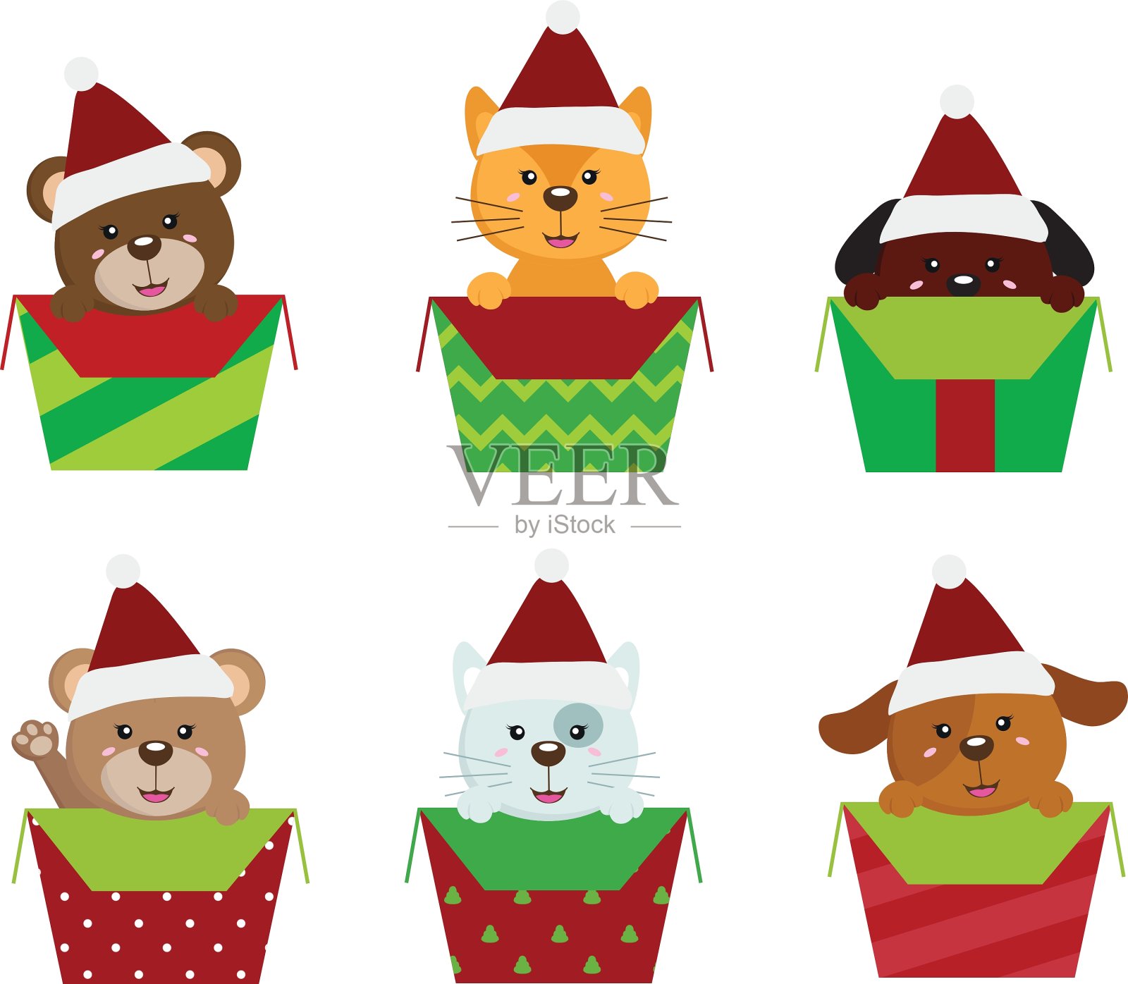 动物的圣诞节插画图片素材