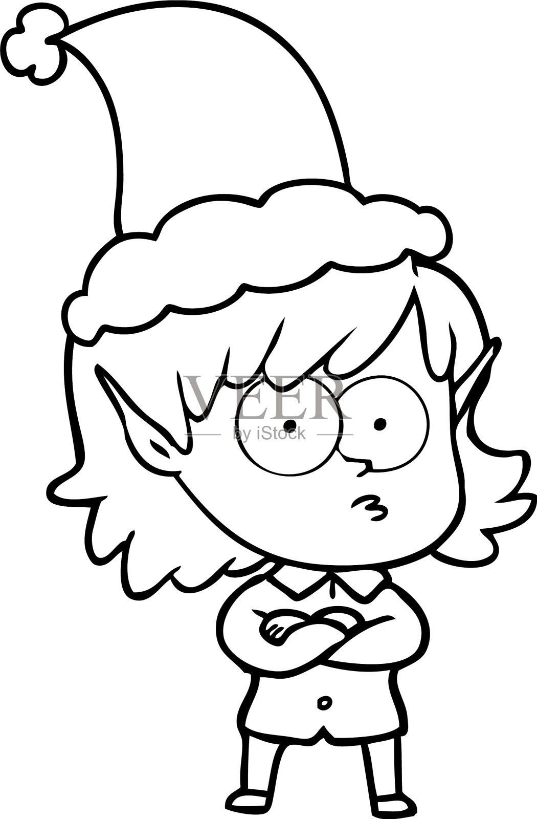 画了一个穿着圣诞老人的精灵女孩设计元素图片