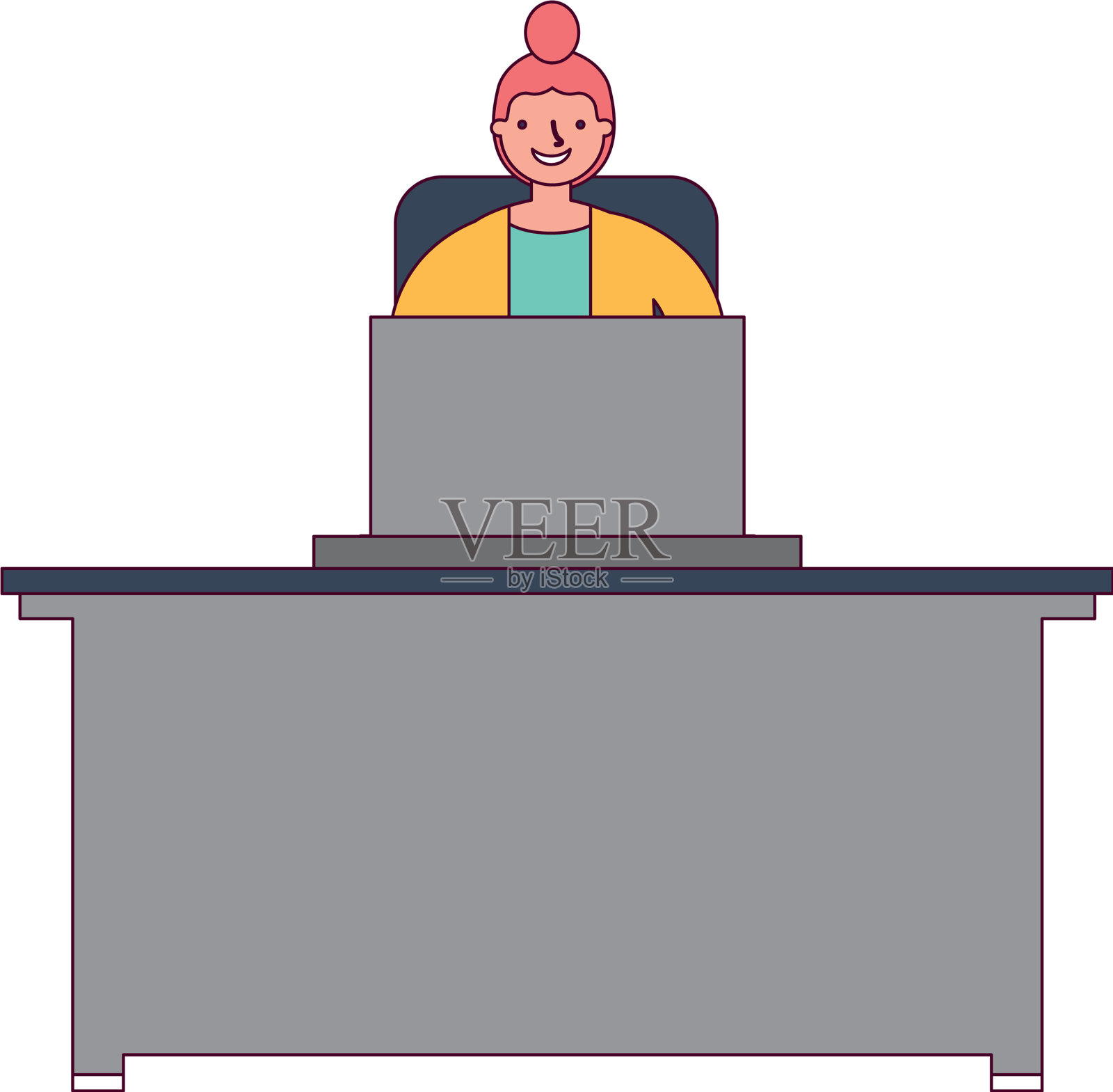 在工作场所使用笔记本电脑的女性设计元素图片