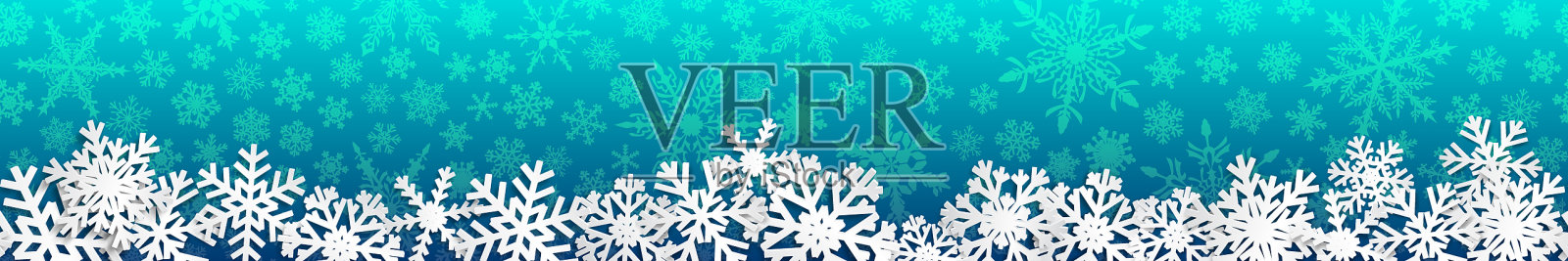 圣诞横幅上飘着洁白的雪花插画图片素材