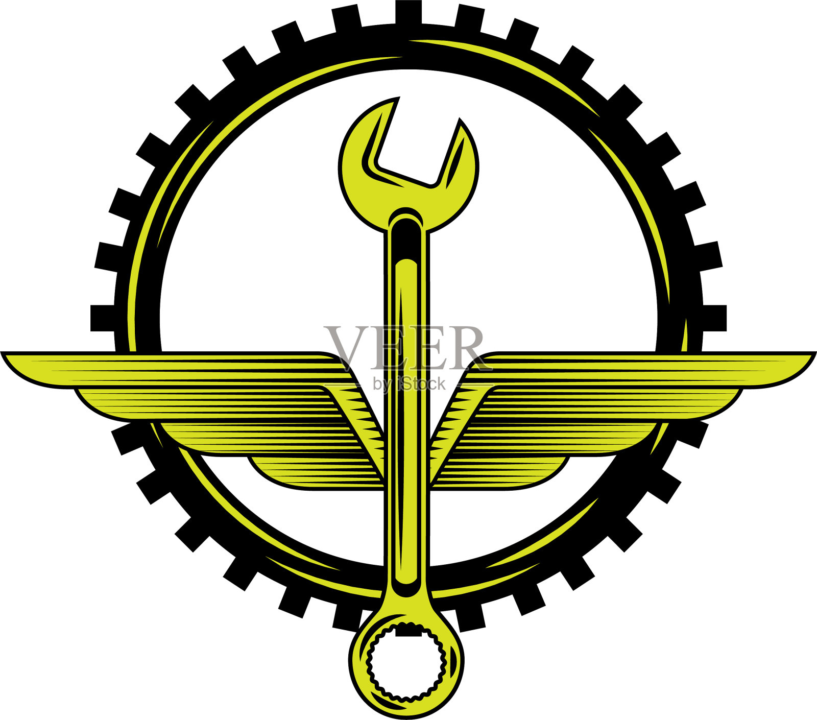 工业汽车汽车扳手工具齿轮发动机图标素材