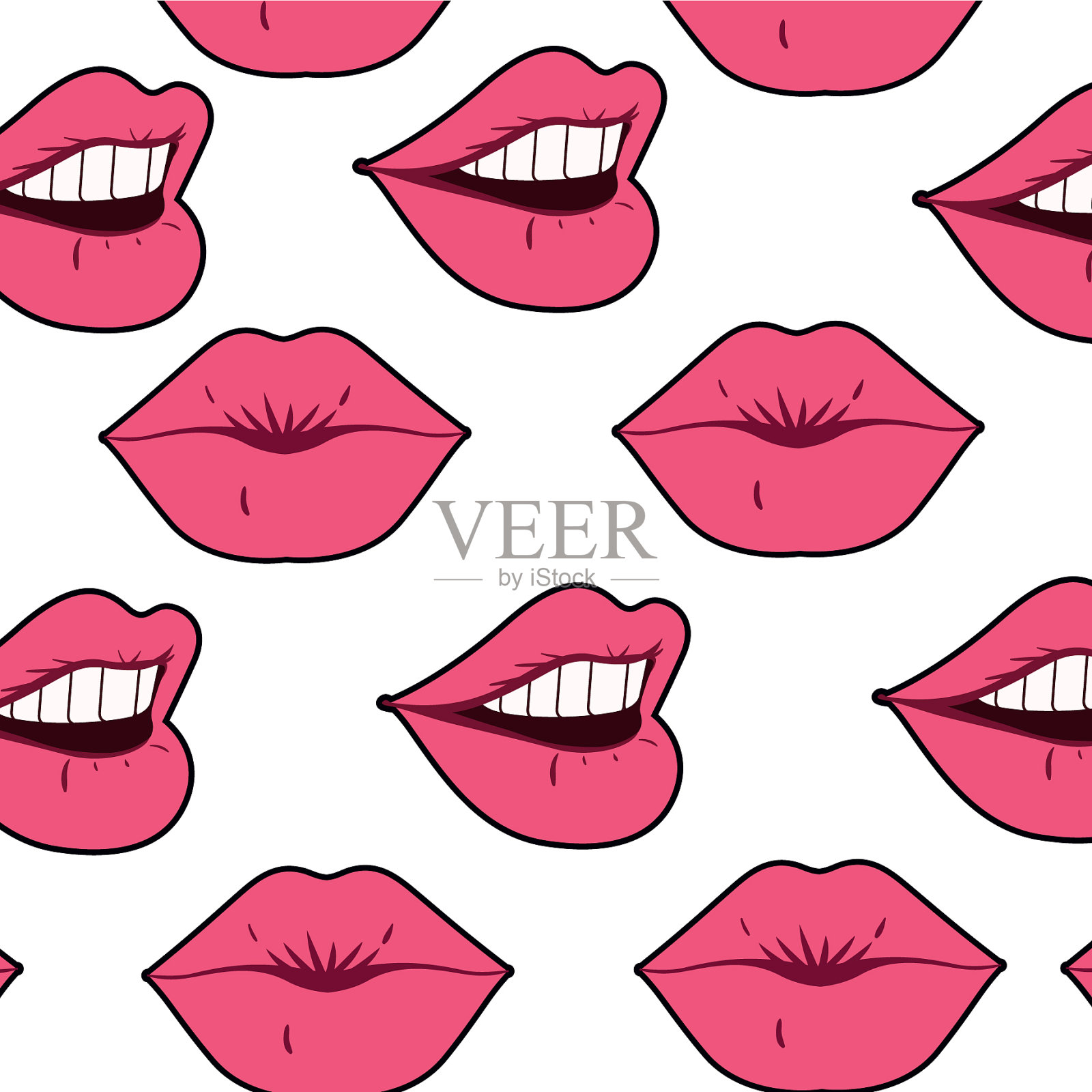 图案女性嘴波普艺术风格插画图片素材