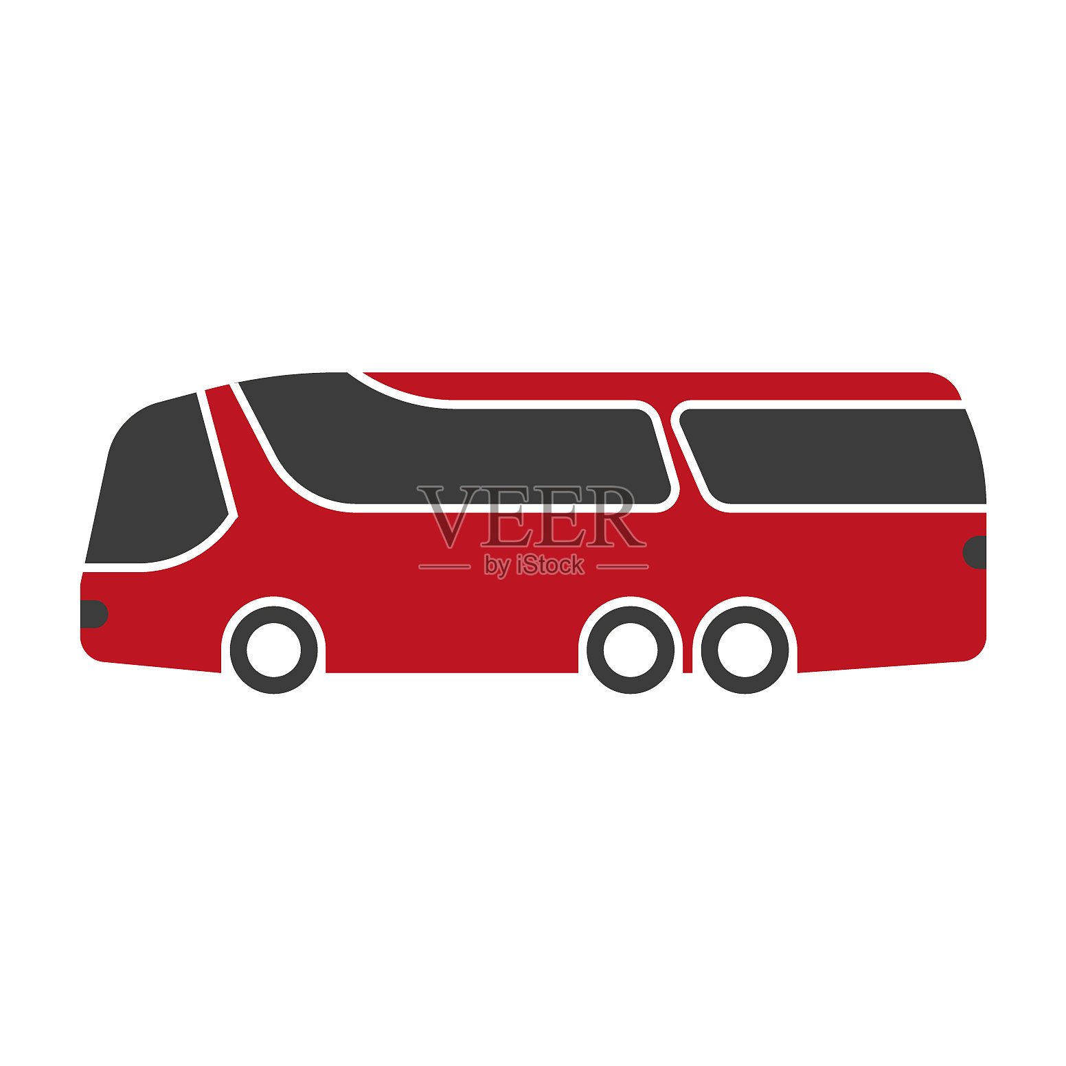 红色穿梭巴士与黑色挡风玻璃艺术隔离设计元素图片