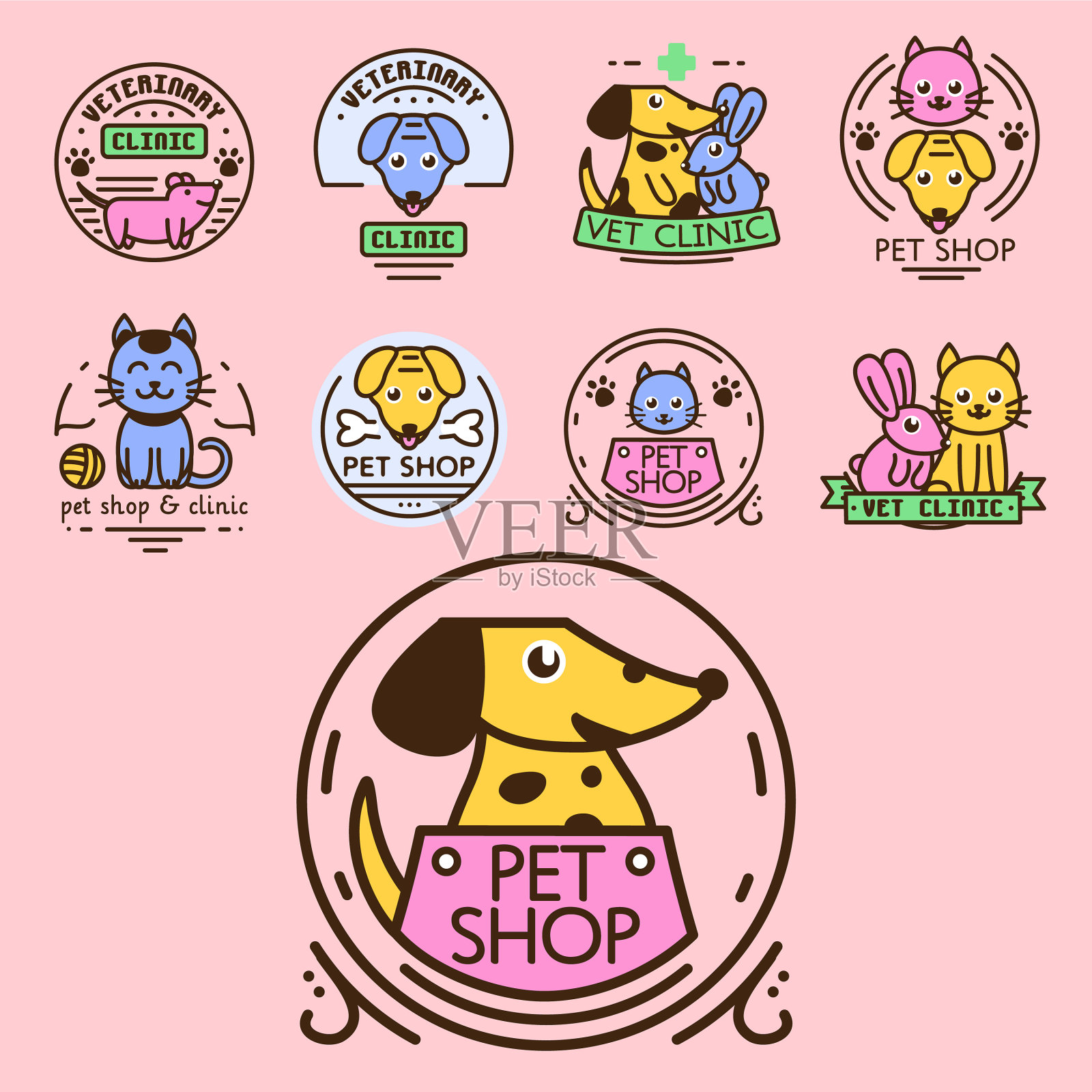 宠物徽章图形贴纸集国内图标素材