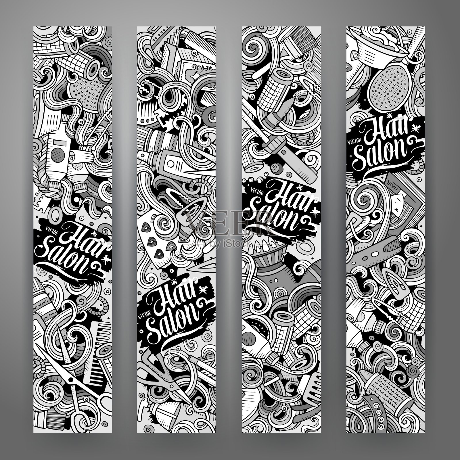 卡通涂鸦发廊横幅插画图片素材