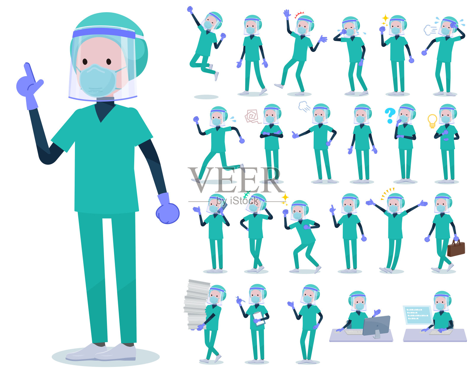 平式外科医生面部表情封闭插画图片素材