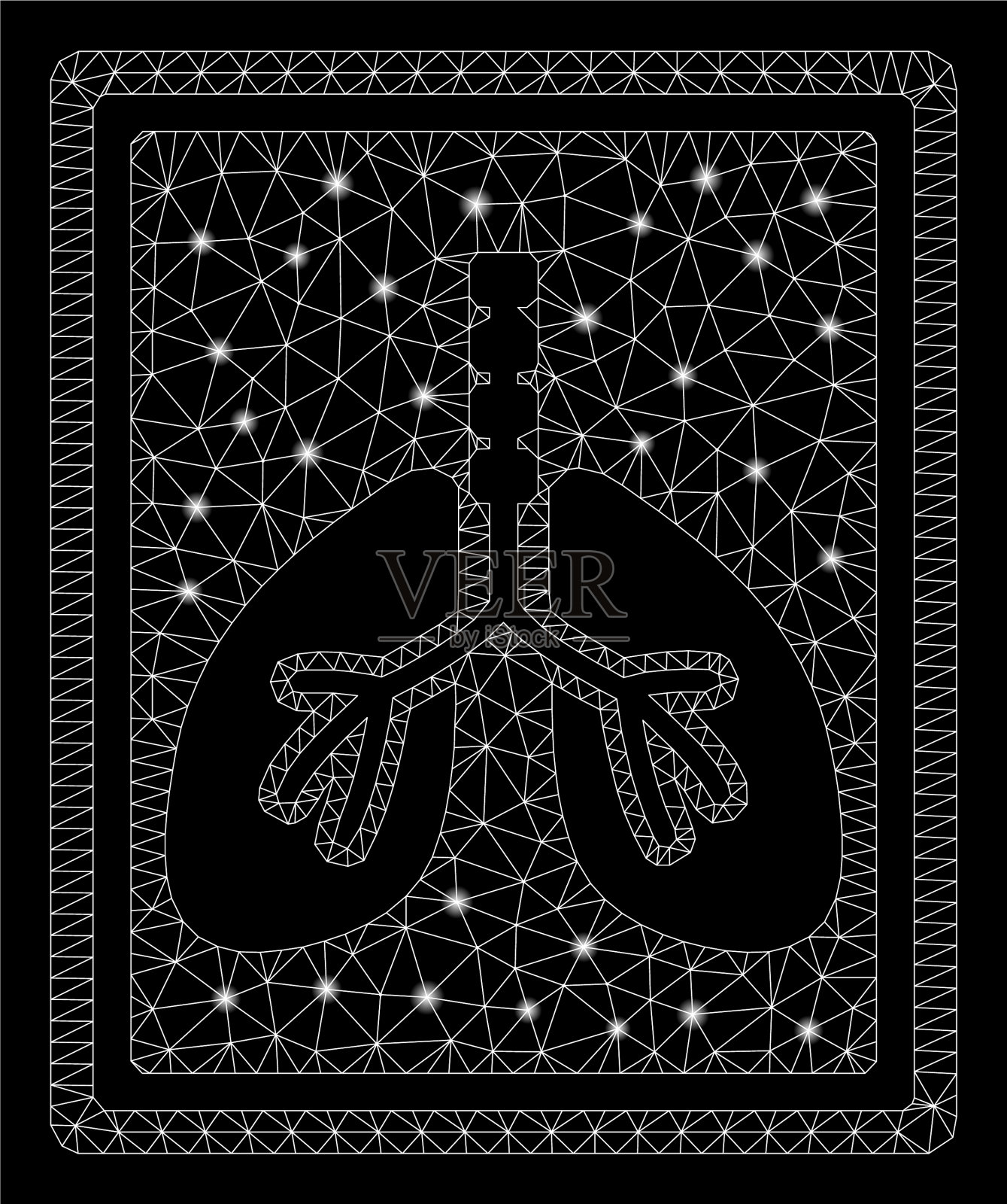 明亮网状体肺荧光摄影与闪光灯插画图片素材