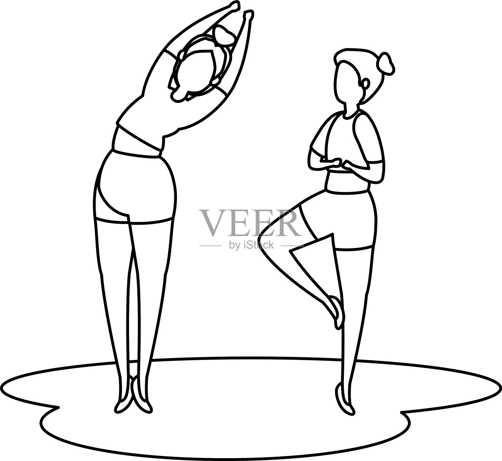 美女情侣练习普拉提姿势设计元素图片