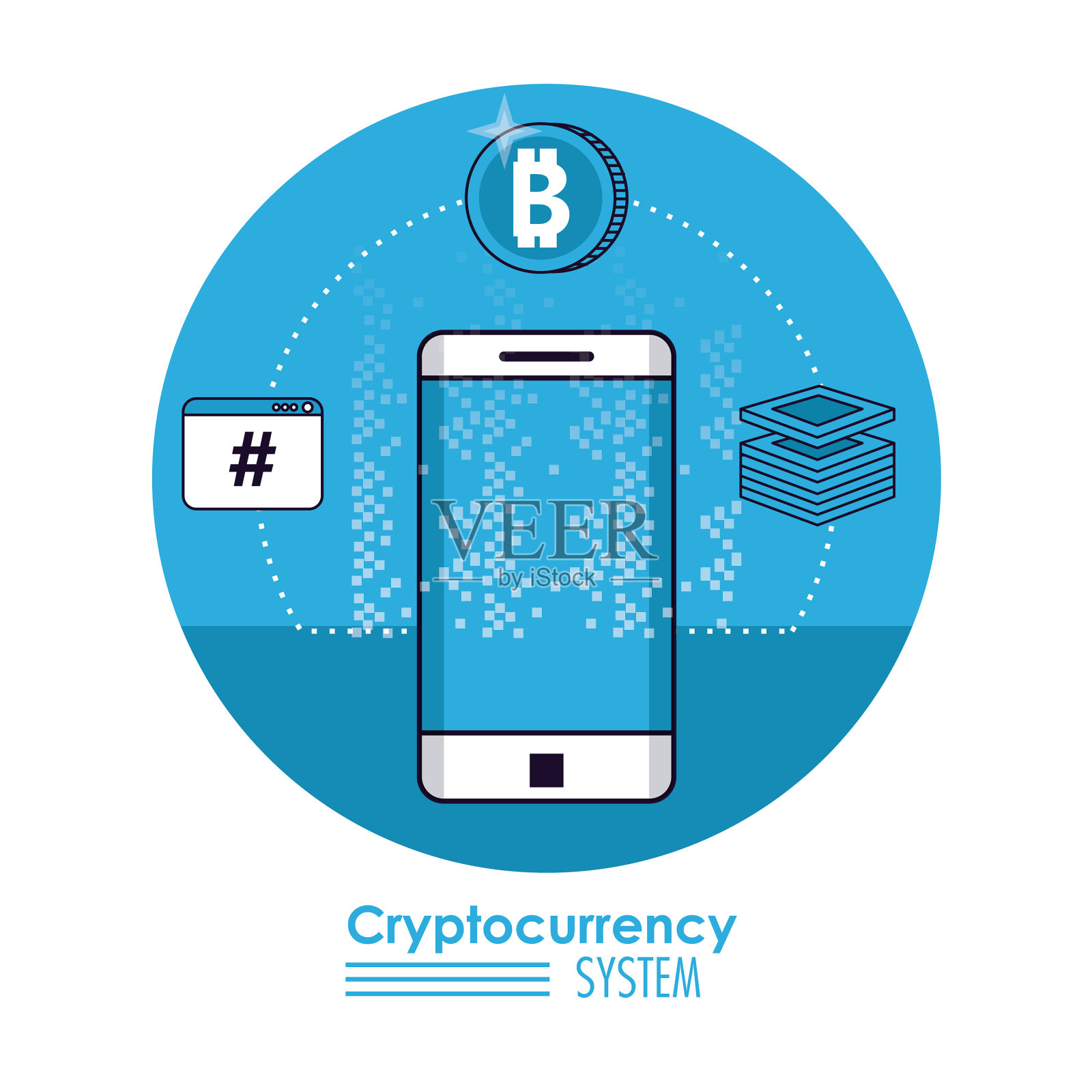 cryptocurrency系统技术插画图片素材