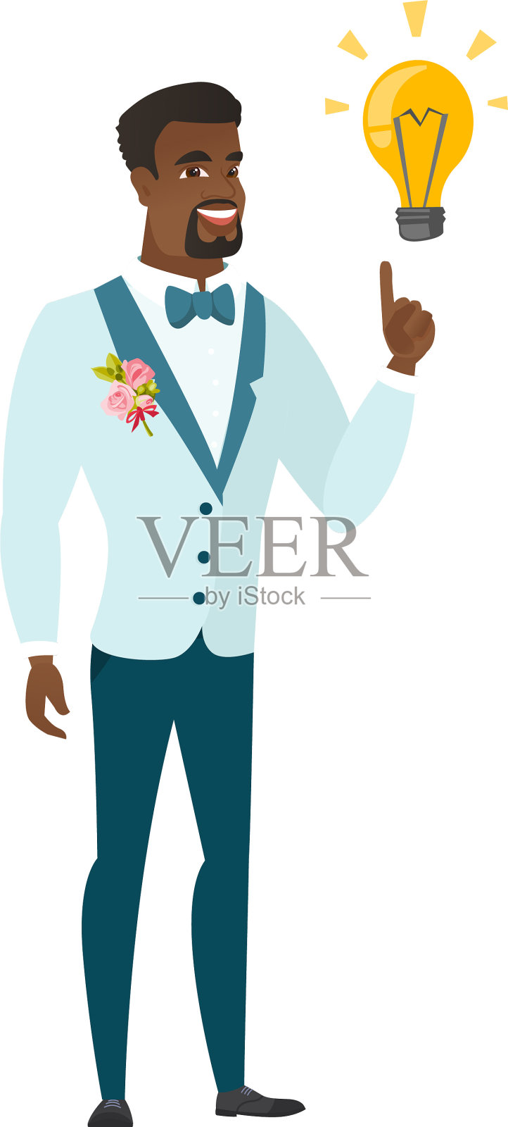 新郎指着商业创意灯泡设计元素图片