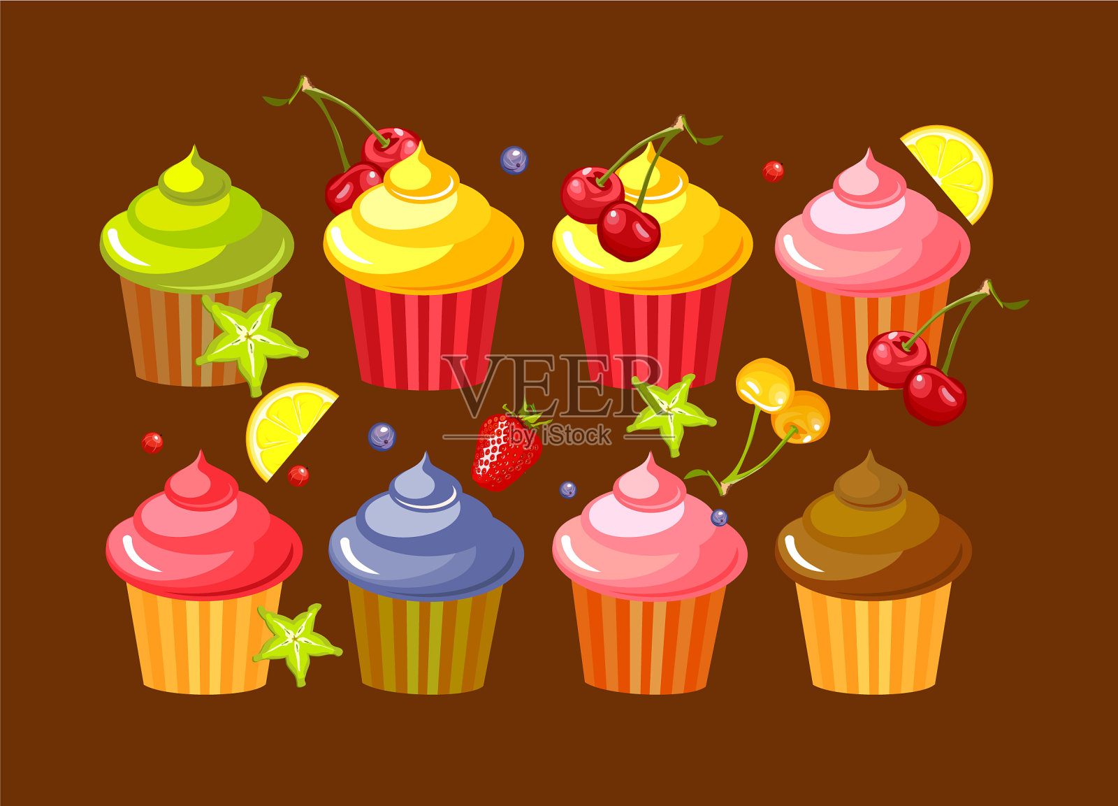 集水果蛋糕插画图片素材