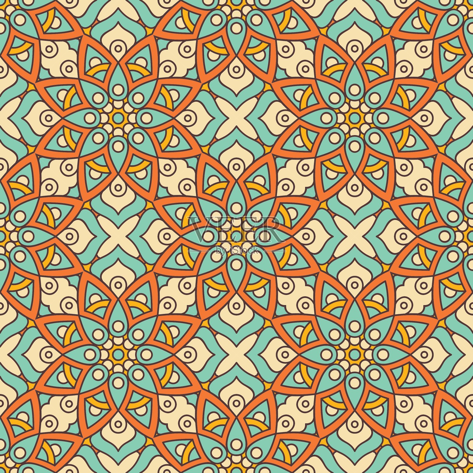 民族花卉无缝图案插画图片素材