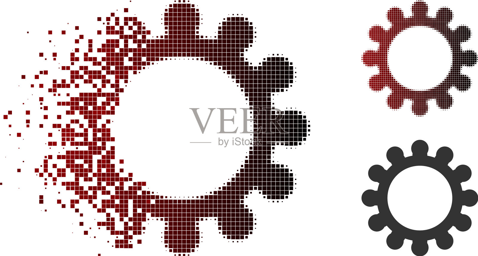 溶解像素半色调齿轮图标图标素材