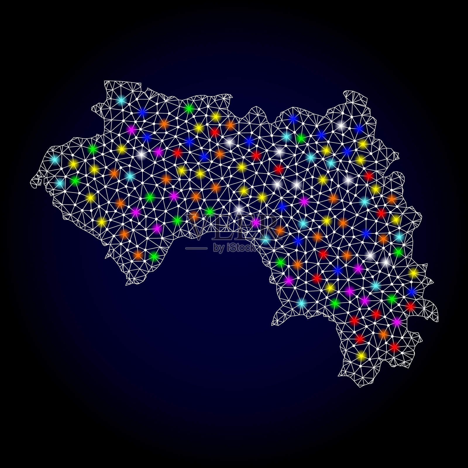 法国几内亚明亮的2d网格地图插画图片素材